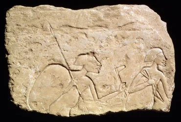 Relief depicting two soldiers